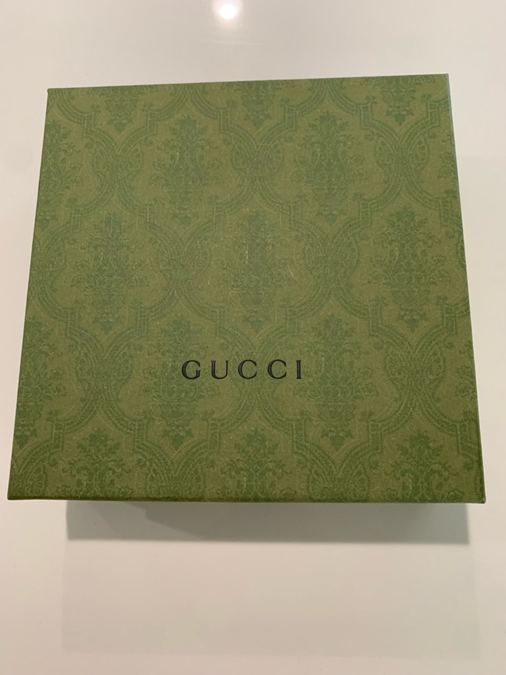 Authentic Gucci Olive Green Demask Empty Gift Box w/tissue. Medium square 9x9x3 - Picture 2 of 6